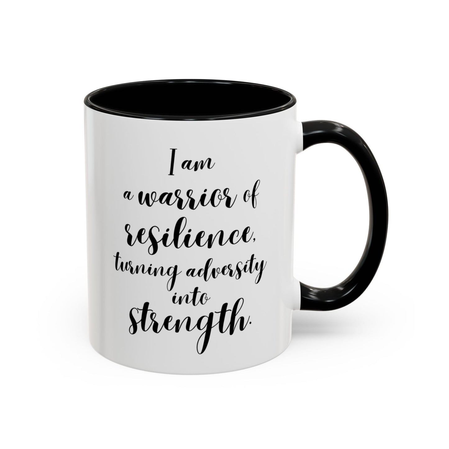 I Am a Warrior of Resilience | Empowering Ceramic Mug with Black Accents (11oz, 15oz)